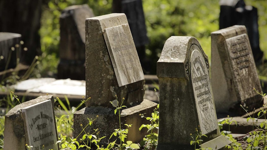 Tombstones in a graveyard