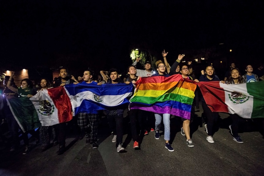 University of California, Davis students protest on campus in Davis, California, U.S. following the election of Donald Trump.