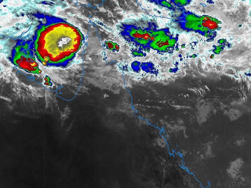 A Satellite image of Cyclone Penny over north Queensland.