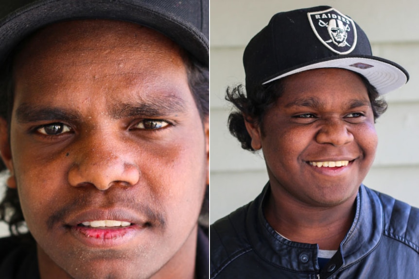 Composite of two young Aboriginal men smiling at the camera.