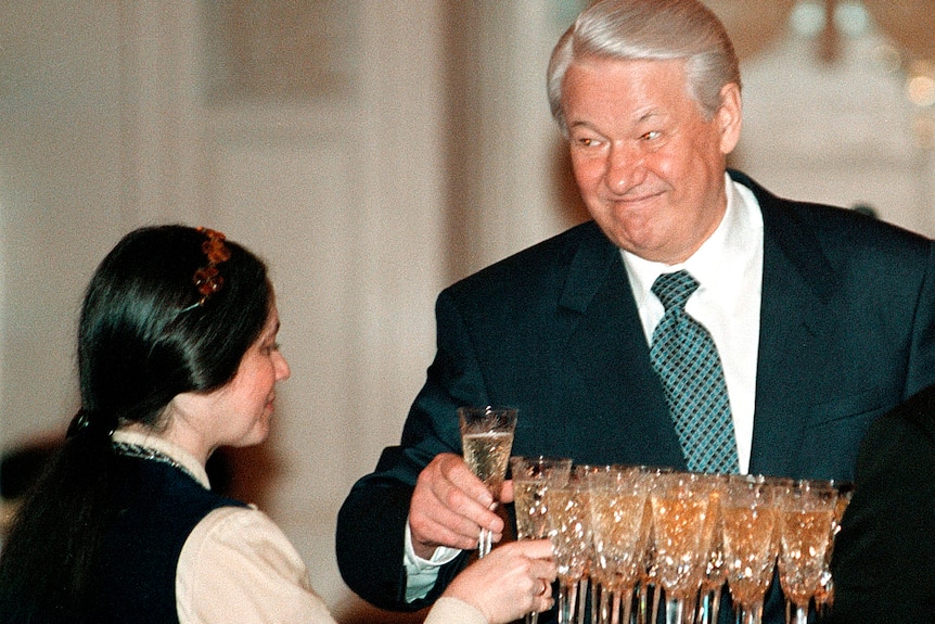 Boris Yeltsin enjoying a glass.