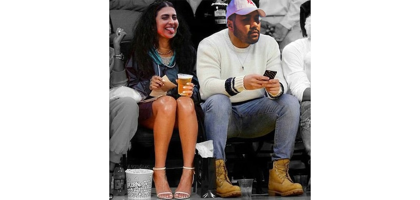 A photoshop of Anna Lunoe and Wax Motif enjoying a game courtside