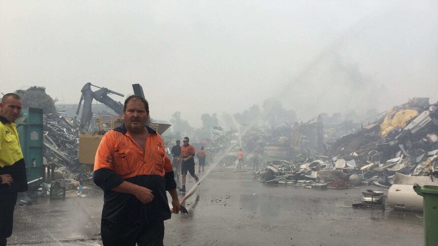 Workers at the Coolum Beach recycling plant tried to prepare it for the fire, before they were evacuated.