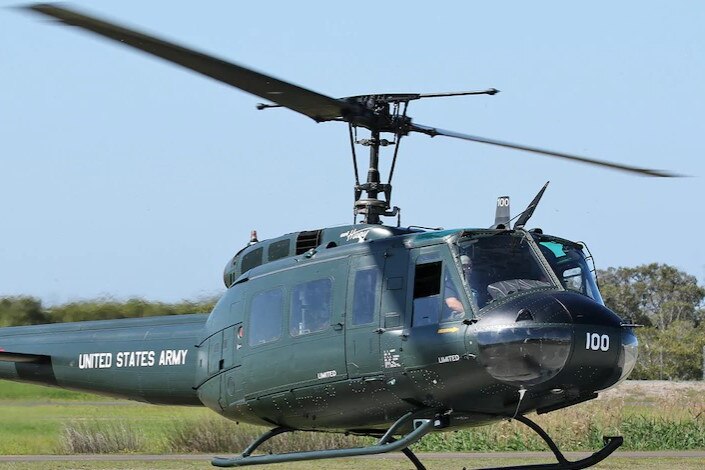 A green helicopter.