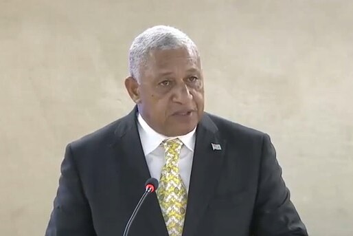 Fiji prime minister Frank Bainimarama speaks at the United Nations Human Rights Council