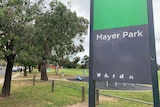 The sign for Mayer Park in Thornbury.
