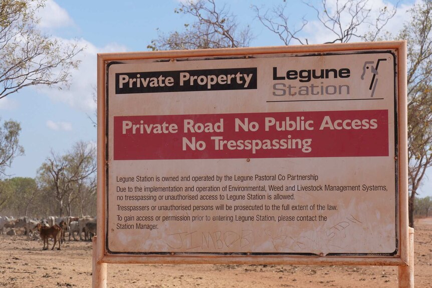 Private property sign at Legune Station