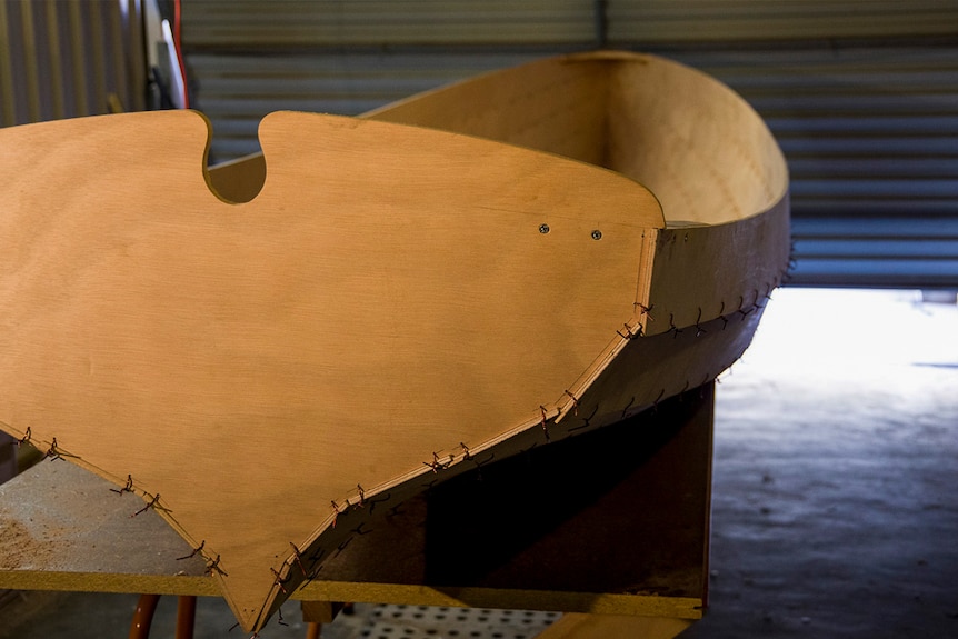Dan O'Callaghan's hand-built boat takes shape.