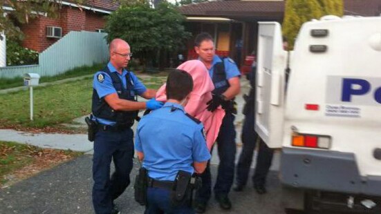 Police forced their way into the house and took the man into custody.