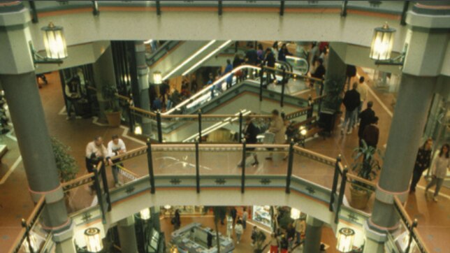 A view from a balcony in Adelaide's Myer Centre.