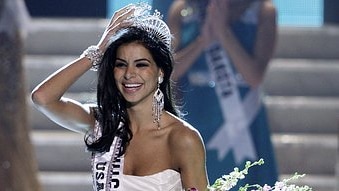 Miss Michigan, Rima Fakih, shows her surprise after being crowned Miss USA (Steve Marcus/Reuters)