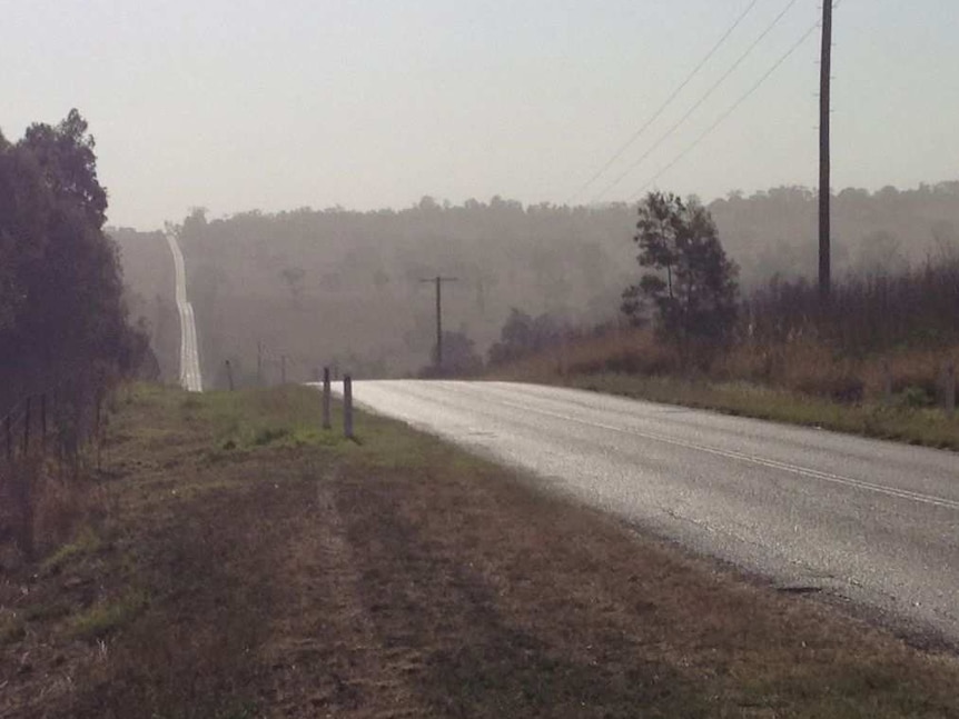 'Hazardous' levels of dust on Wybong Road at Muswellbrook in October last year.