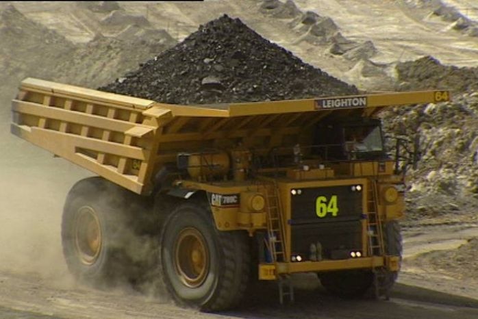 Dump truck hauling coal