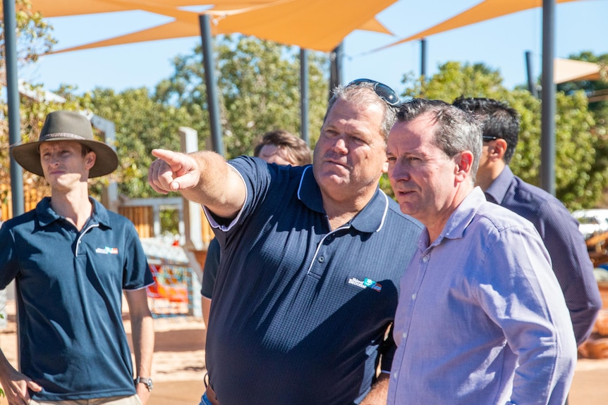 Broome Shire president Harold Tracey with Premier Mark McGowan. 
