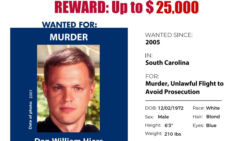 A wanted poster showing that Dan William Hiers is top 15 most wanted person in U.S.