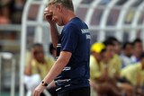 Manchester United manager David Moyes reacts during a match against the Singha All Stars in Bangkok.
