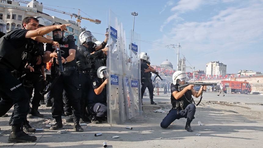 Turkish riot police at Taksim Square