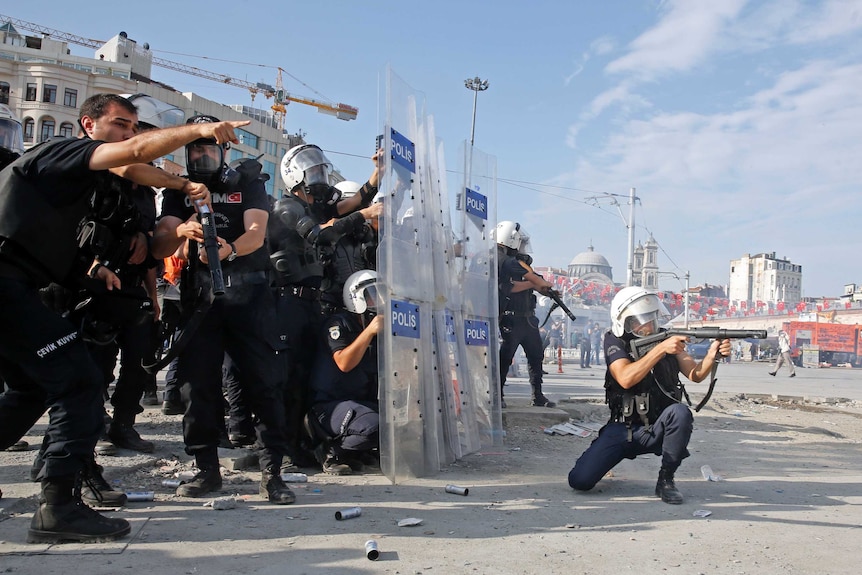 Turkish riot police at Taksim Square