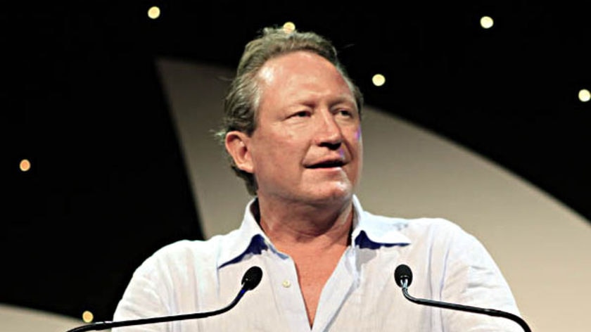 Mining magnate Andrew Forrest speaks at the launch of Generation One in Sydney on March 18, 2010.