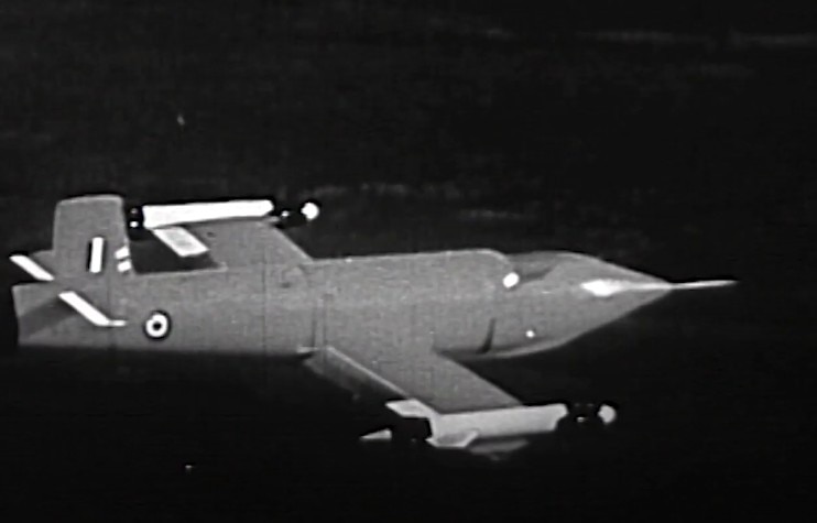 Black and white Jindivik aircraft in flight
