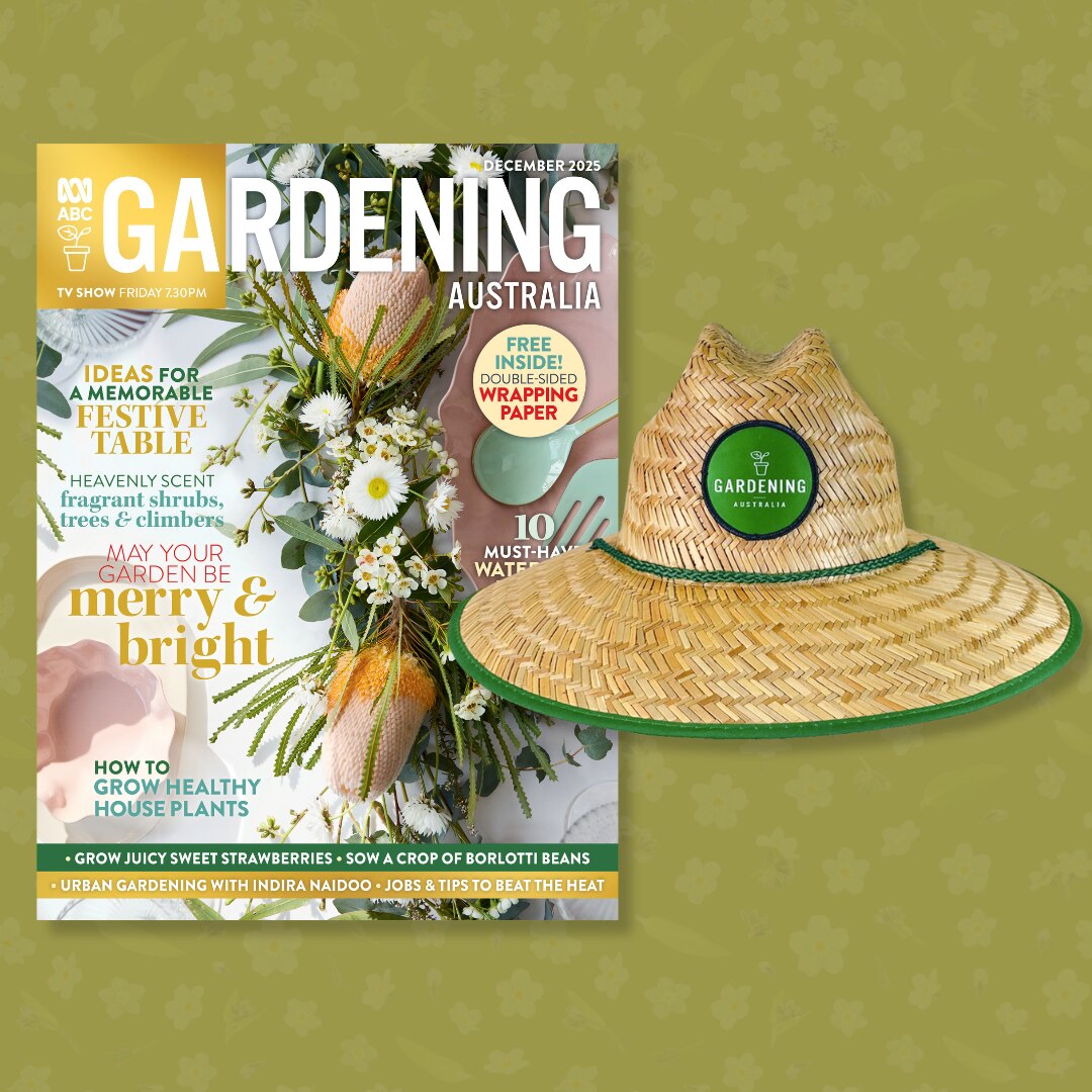 Gardening Australia magazine and straw hat