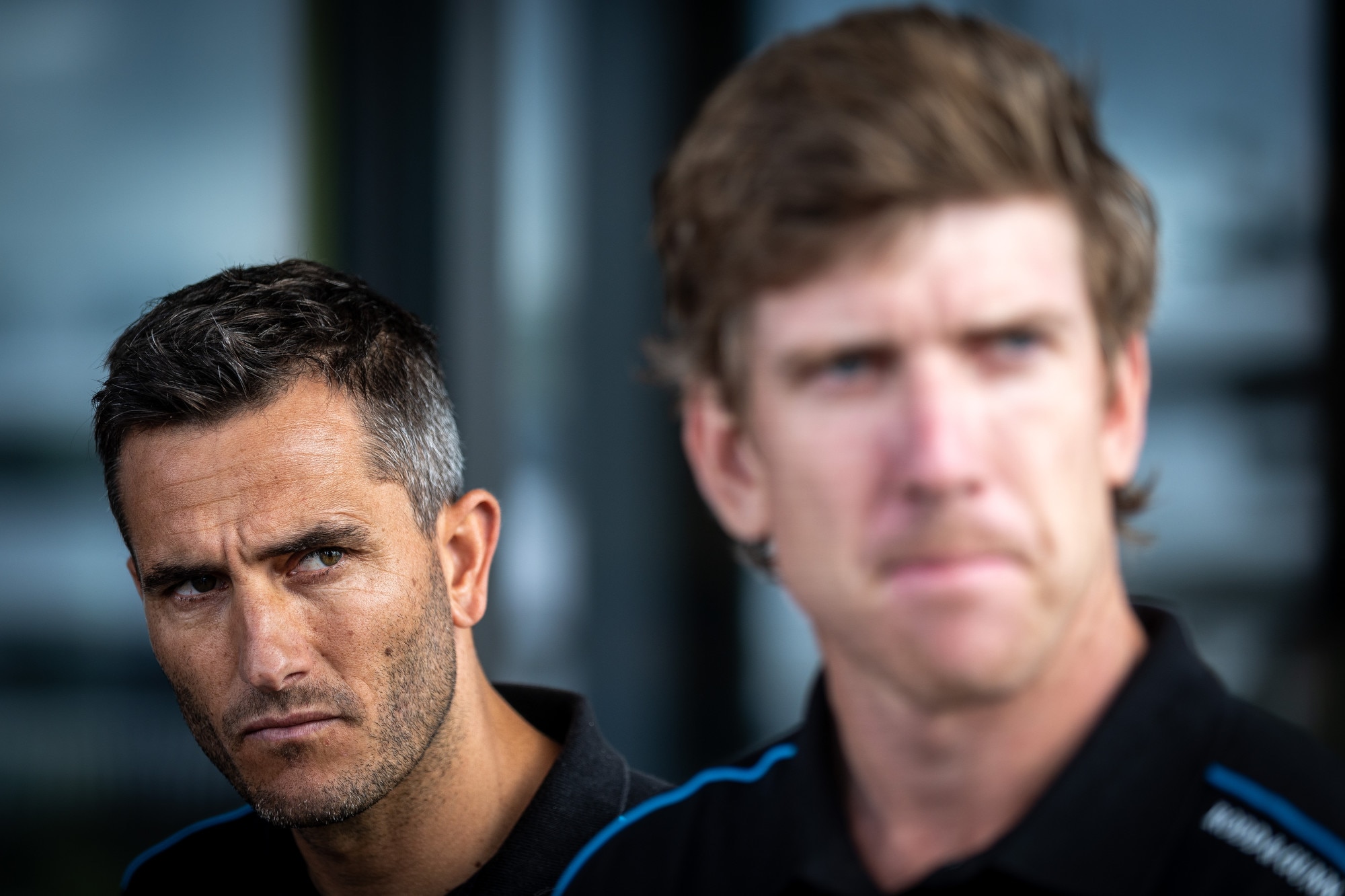 Blair Tuke looks at Peter Burling