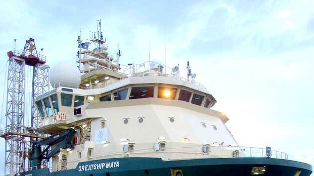 The 100-metre coral digging ship Greatship Maya