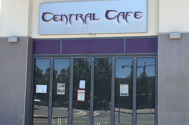 A prohibition notice is stuck to the closed doors of Central Cafe in Gungahlin.