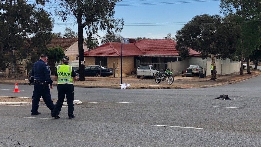 Scene of hit and run motorcycle crash at Para Hills West