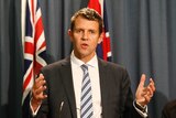 NSW Premier Mike Baird at a press conference in April 2014.