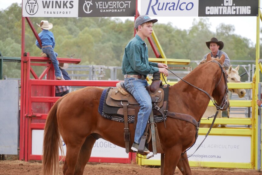 Young boy on a horse at the Yelvertoft Campdraft