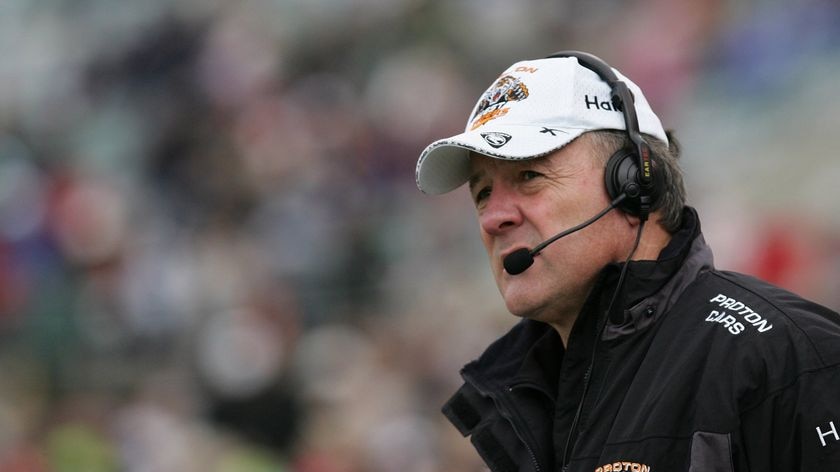 Tim Sheens watches his Wests Tigers