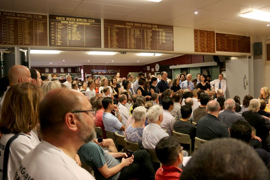 A crowd of parents.