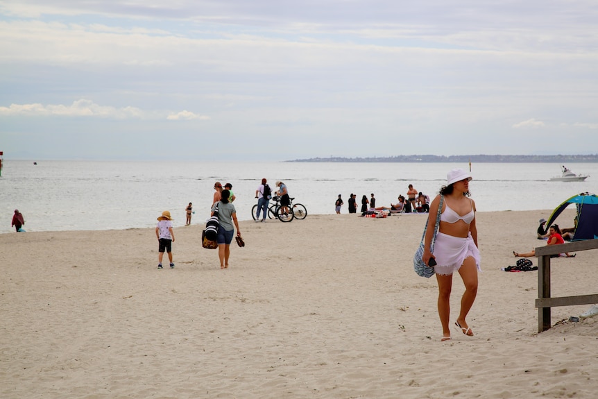 People at a Melbourne beach.