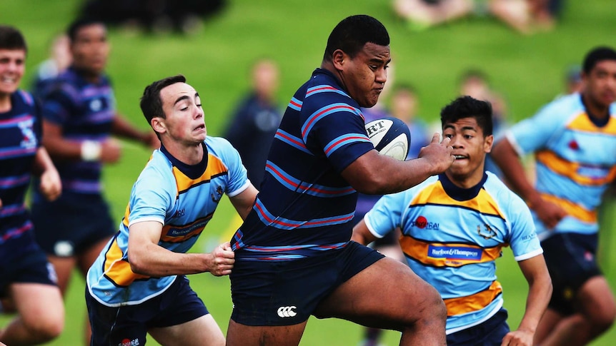 Taniela Tupou in action for Sacred Heart College