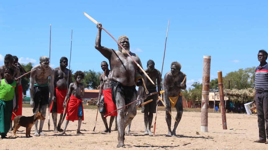 Yolngu warriors perform a ceremony