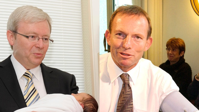 The picture opportunity: Prime Minister Kevin Rudd and Opposition Leader Tony Abbott.