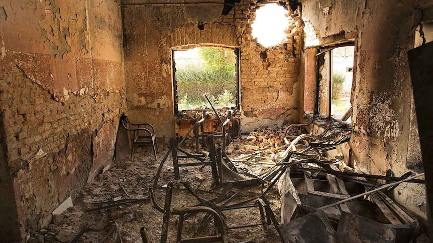 A view inside the staff room destroyed in the October airstrike on the MSF hospital in Kunduz.