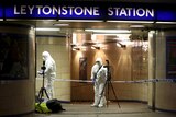 Police at Leytonstone Underground station after stabbing incident