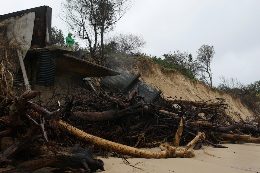 Erosion on a beach.