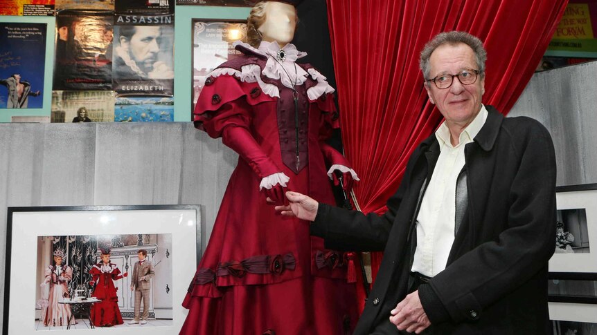Geoffrey Rush with a costume.