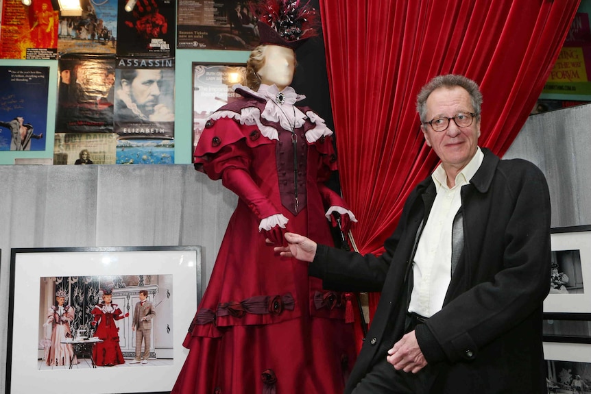 Geoffrey Rush with a costume.
