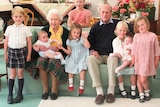 The Queen and the late Duke of Edinburgh, surrounded by seven of their great-grandchildren at Balmoral Castle in 2018. 