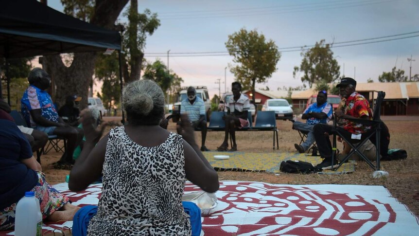 Clan leaders sit and discuss Yolgnu law in Elcho Island.
