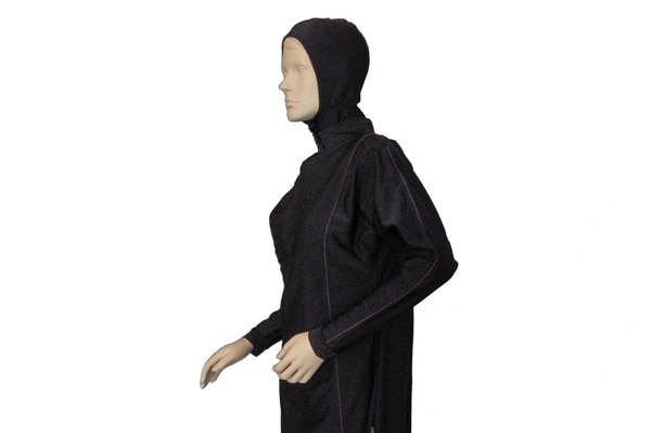 Modest swimwear being displayed on a manikin