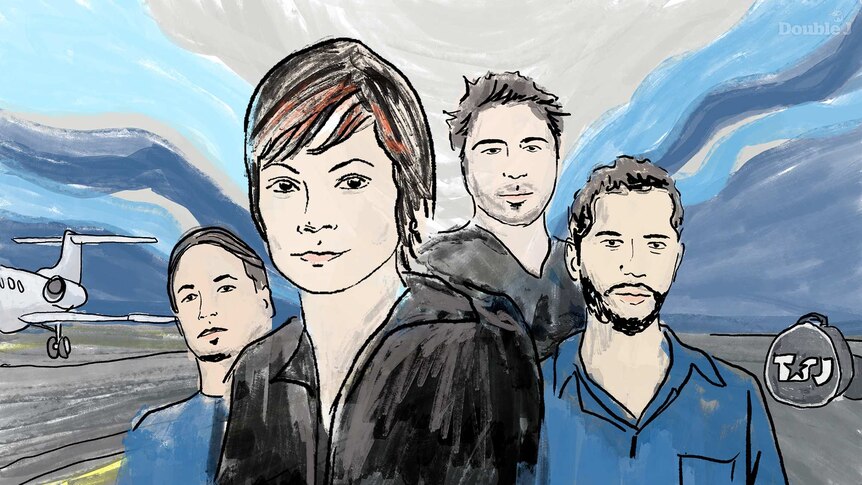 An illustration of the members of Adelaide rock band The Superjesus