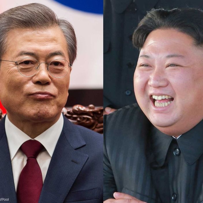 Kim Jong-un and Moon Jae-in composite.