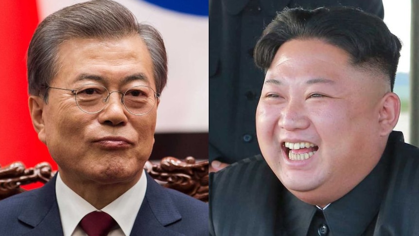 Kim Jong-un and Moon Jae-in composite.