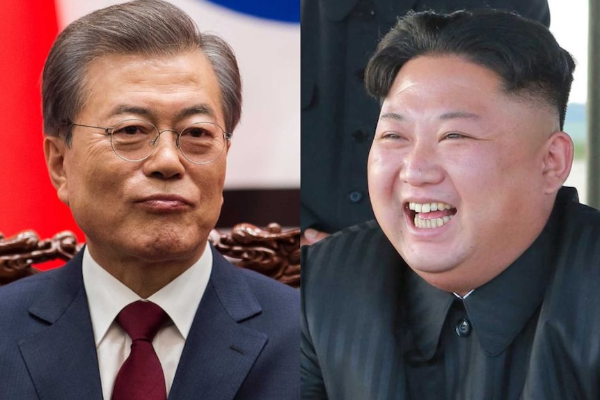 Kim Jong-un and Moon Jae-in composite.