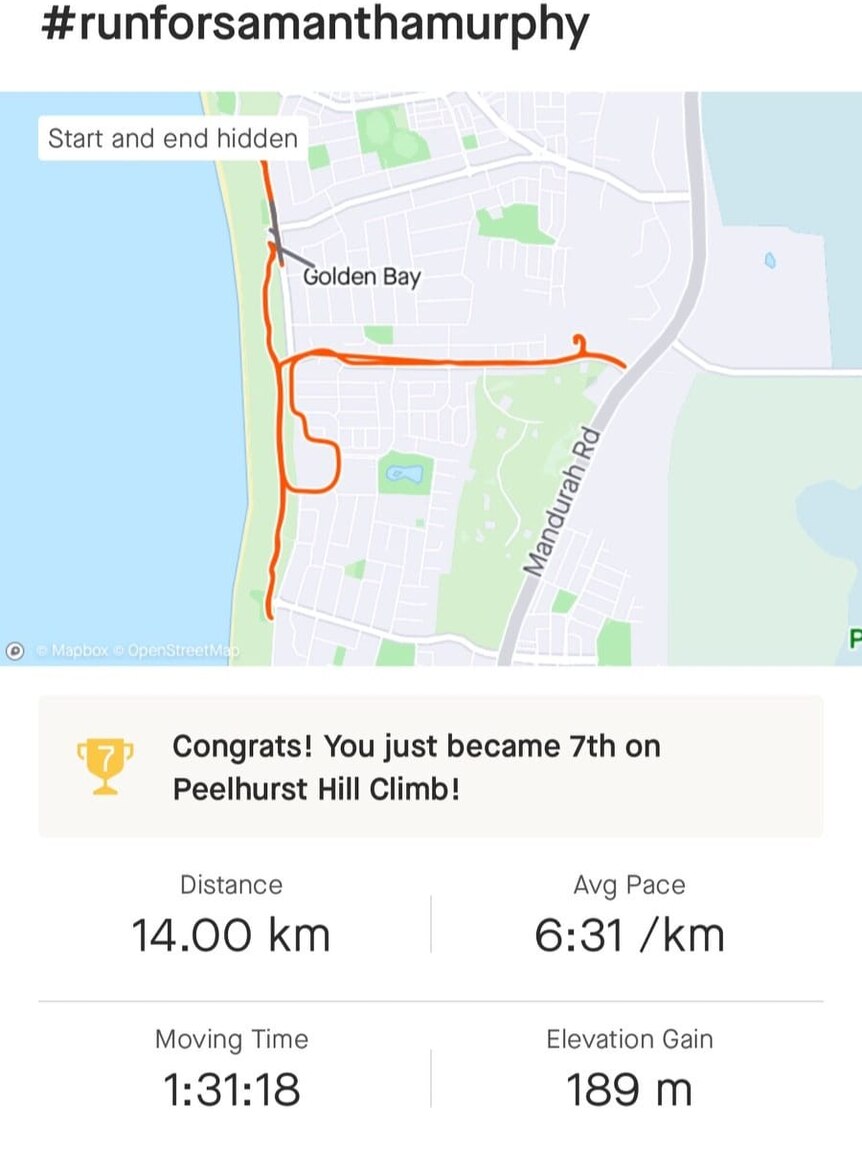 An image of a running app with route mapped